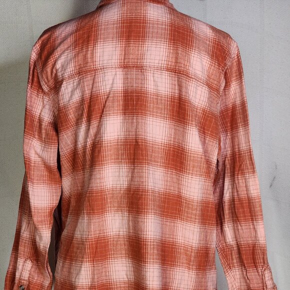 Universal Thread Salmon Pink Plaid LS Flannel Style Recycled Cotton Button Up L - Picture 13 of 16
